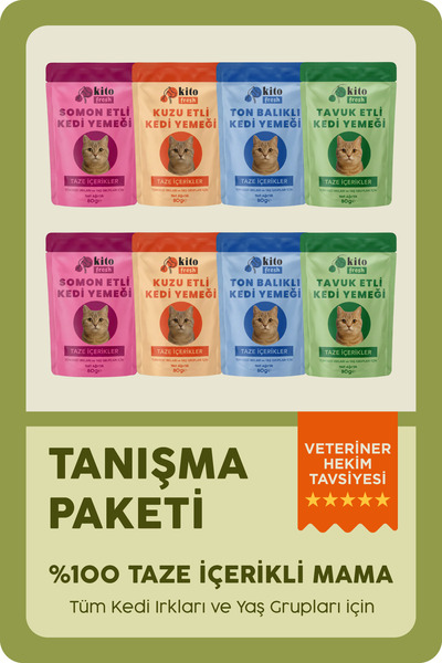 kito Fresh Kediler için %100 Taze İçerikli Mama Tanışma Paketi