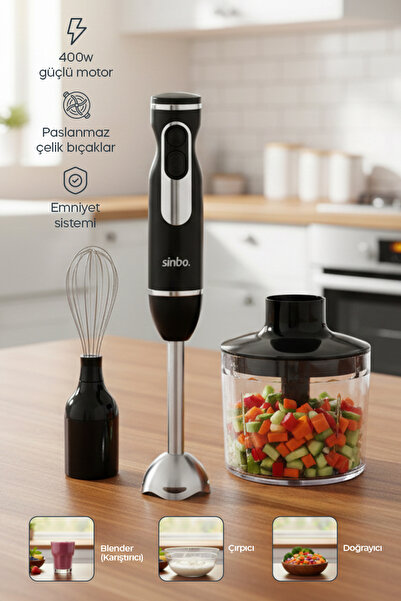 Sinbo Shb-7529 Multifunctional Hand Blender Set – with Chopper & Whisk Attach...