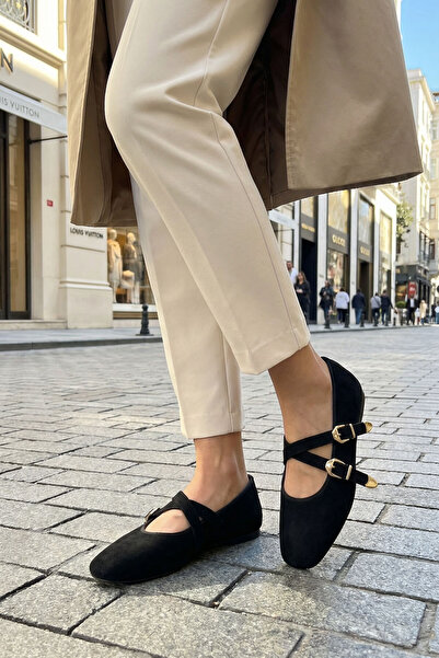 SOHO Black Suede Women's Ballerinas 21261