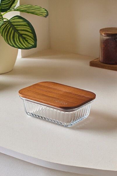 Karaca Massi Acacia Ahşap Kapaklı Cam Saklama Kabı 370 ml