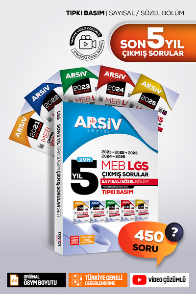 Marka Yayınları LGS 8. Sınıf ARŞİV Serisi Tıpkı Basım Çıkmış Sorular son 5 Yı...