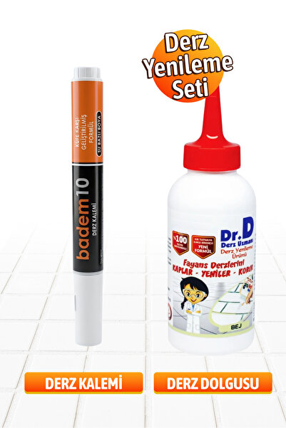 Badem10 (2'li Set) Fayans Beyaz Derz Boyama Boyası Kalemi + Fayans Arası Derz...