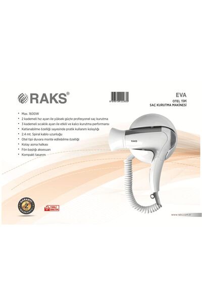 Raks Eva Otel Tipi Saç Kurutma Makinesi 1600 Watt
