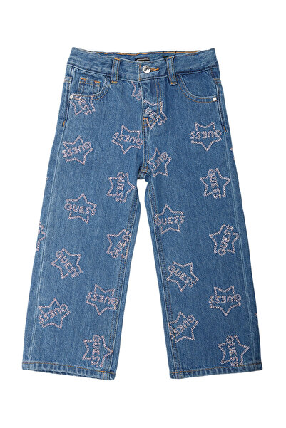 Guess PALAZZO RGD DNM kalhoty s výšivkou