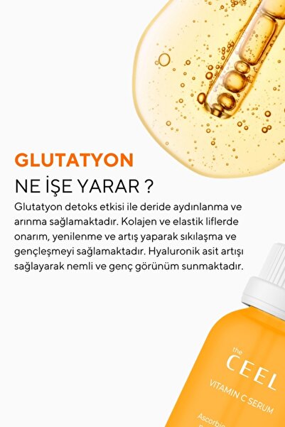The Ceel Leke Karşıtı Aydınlatıcı Vitamin C Serum Glutatyon, Ferulic Asit,  Ascorbic Asit 30 ml