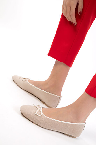 SOHO Бежови суедни дамски балетни пантофки 21268