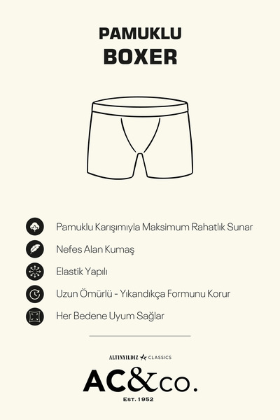 AC&Co / Altınyıldız Classics Erkek Premium Pamuklu Siyah 5'li Esnek Boxer Paketi (Damat Bohçası) Çeyiz Seti