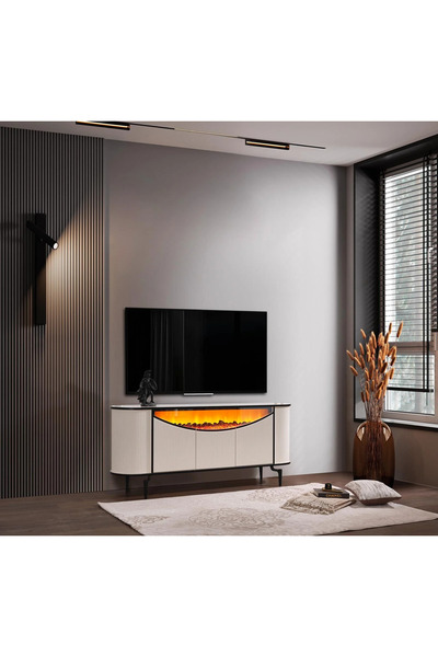 Breda Home Concept Aspendos Mdf Şömineli Renk değişimli ve Bluetoothlu Konsol