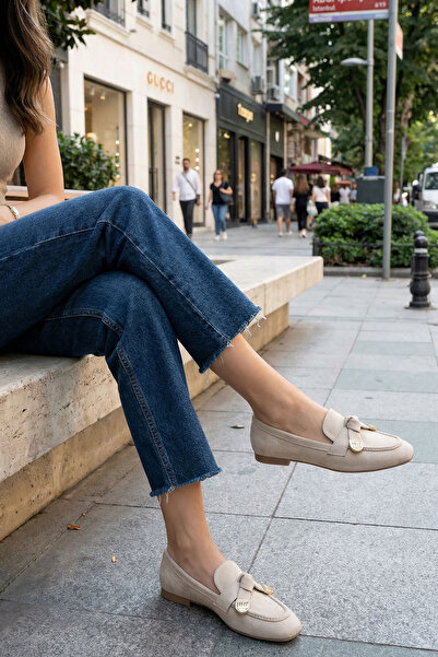 SOHO Beige Wildleder Damen-Loafer-Schuhe 21162