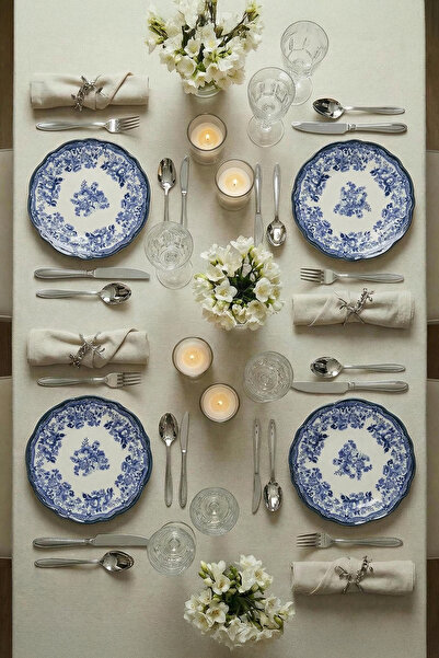 TRENDYOLMİLLA HOME Set de 4 piese din porțelan cu model de flori vintage - al...