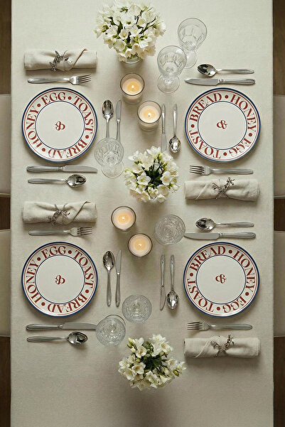 TRENDYOLMİLLA HOME طقم من 4 أطباق كيك سيراميك مطبوعة 22 سم TPHSS25TBK00006