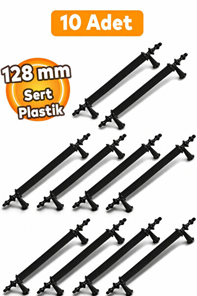 Badem10 (SERT PLASTİK) Polavit 128 Mm Siyah Mobilya Mutfak Çekmece Dolap Dola...