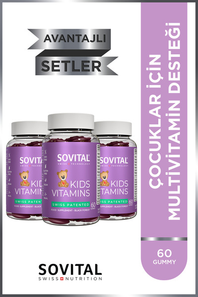 SOVITAL Kids Children's Vitamin – A, C, D3, B6, B12, Zinc, Calcium – 60 Chewa...