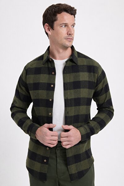 Tudors Men's Slim Fit slim fit checkered winter lumberjack shirt