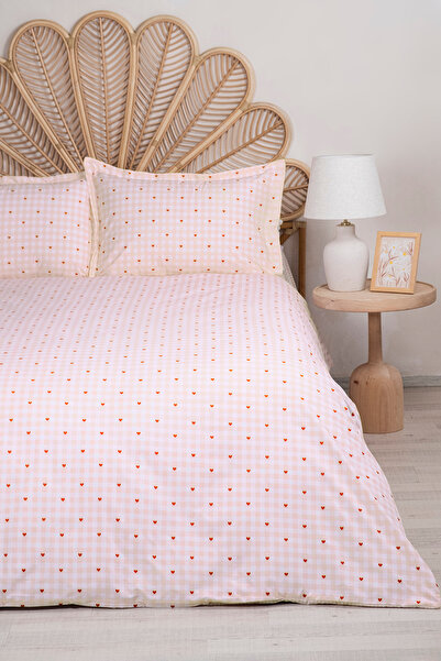 TRENDYOLMİLLA HOME Double Heart and Line Pattern Duvet Cover Set Tphss26Ckn00002