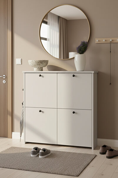 Skandi homeworks Cube Modern 4 Kapaklı Slim Ayakkabılık - 90 cm Geniş Hol ve ...