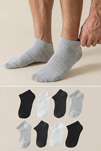 Trendyol Collection Комплект от 8 унисекс летни памучни дишащи чорапи - сиви ...