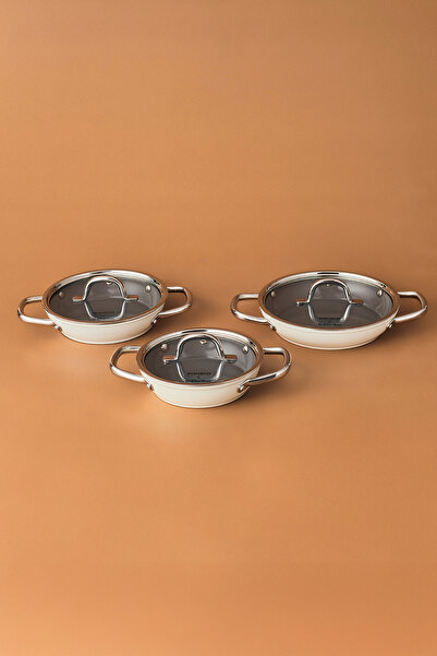 Karaca x مجموعة ريفيكا سويس كريستال معدنية مكونة من 6 قطع بمقبض كريمي