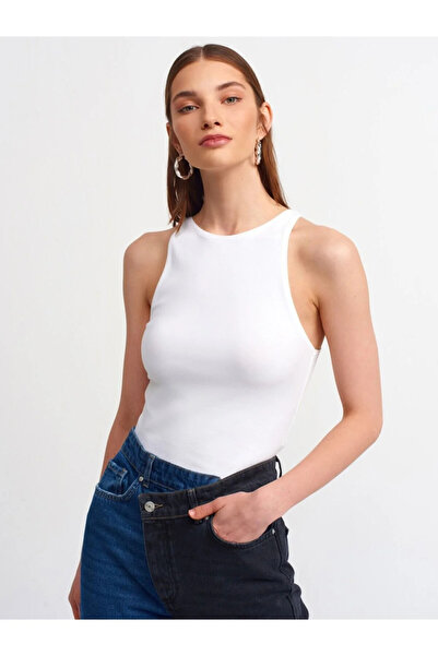 Dilvin Weißes Neckholder-T-Shirt für Damen