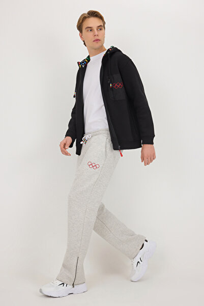 The Olympic Collection Gray Olympic Logo Printed Lace-Up Men's Knitted Sweatp...