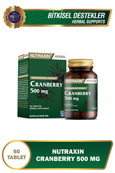 Nutraxin Cranberry 500 mg 60 Tablet | Turna Yemişi Ekstresi | 1000 mg Kızılcı...