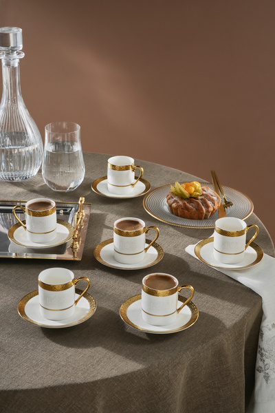 Karaca Royal Bone Victoria Coffee Cup for 6 People 90 ml