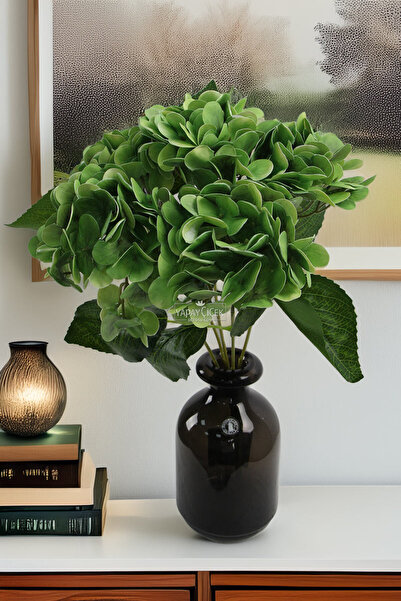 Yapay Çiçek Deposu Yapay Lüx 5 Dallı Islak Ortanca Demeti 45 cm Yeşil