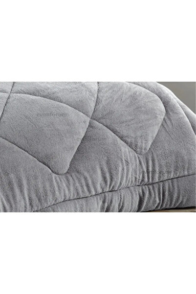 İlkim Tekstil "HEDİYELİ" ÇİFT KİŞİLİK ÇİFT TARAFLI 195x215 LÜX WELSOFT YORGAN GRİ.