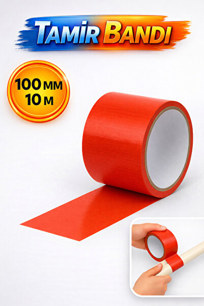 Badem10 Kırmızı Tamir Bandı 100 mm x 10 mt Çok Amaçlı Güçlü Yapışkanlı Suya D...