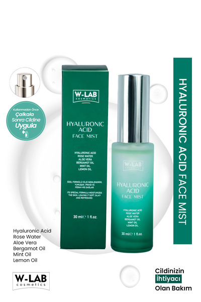 W-Lab Kozmetik Hyaluranic Acid Face Mist Yoğun Nemlendirici, Dolgunlaştırıcı ...