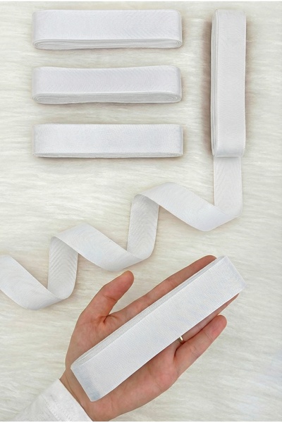 ZEYMERADE Счупена бяла гросгрейн лента 3 см 10 м, опаковка за подаръци за сва...