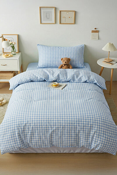 TRENDYOLMİLLA HOME Einzelnes, gingham-gemustertes, elastisches Bettlaken-Set ...