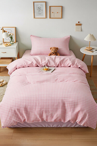 TRENDYOLMİLLA HOME Einzelnes, gingham-gemustertes, elastisches Bettlaken-Set ...