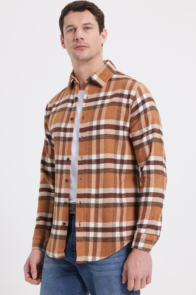 Tudors Men's Slim Fit slim fit checkered winter lumberjack shirt