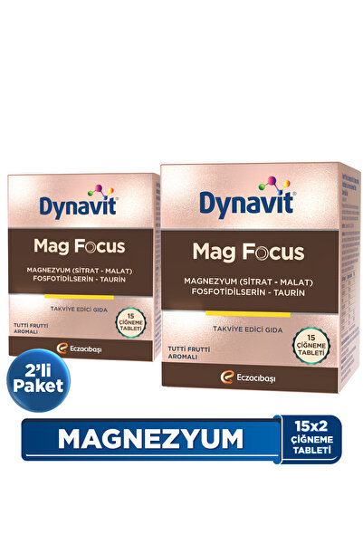 Dynavit Mag Focus 15x2 Çiğneme Tab-Magnezyum Malat & Sitrat, Fosfotidilserin,...