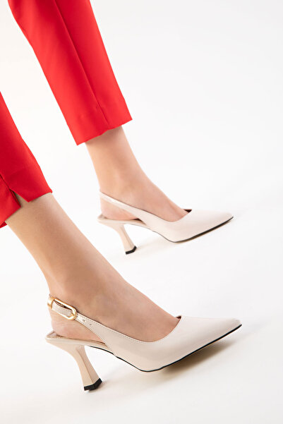 SOHO Beige Patent Leather Women's Classic Heeled Shoes 20596