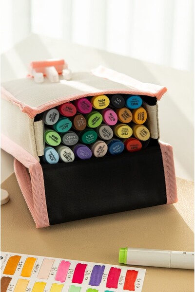 PAPERORA 24’lü Çift Uçlu Alkol Bazlı Marker Kalem Seti – Fine + Chisel