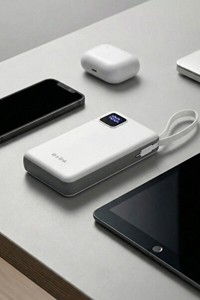 S-LINK M120 10000mAh PD20W + QC3.0 18W 15W Magsafe + Watch Beyaz LCD Taşınabi...