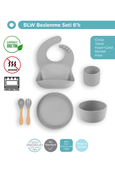 OiOi Beslenme Seti BLW Set III - Powder Grey