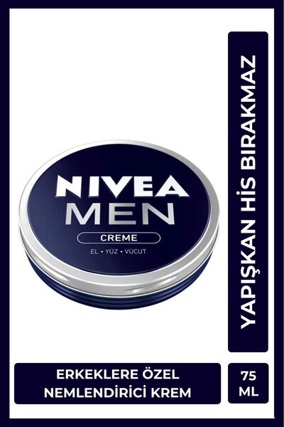 NIVEA MEN Erkek Nemlendirici Bakım Creme 75ml, El Yüz ve Vücut, Erkeksi Koku,...