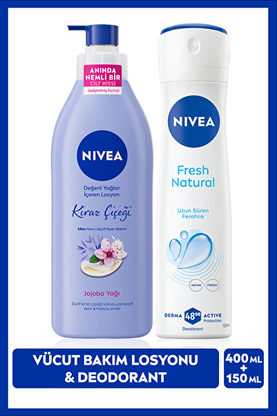 NIVEA Kadın Sprey Deodorant Fresh Natural 150ml, Kiraz Çiçeği Nemlendirici Vü...