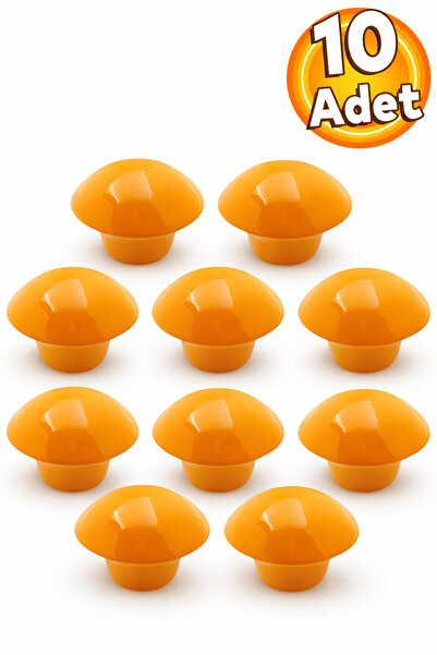 Badem10 Mantar Düğme Metal (TURUNCU) Yuvarlak Çocuk Odası Mobilya Mutfak Çekm...