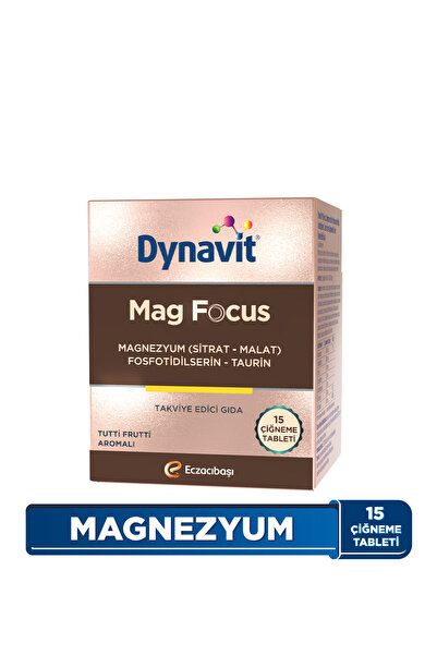 Dynavit Mag Focus 15 Çiğneme Tab - Magnezyum Malat & Sitrat, Fosfotidilserin,...