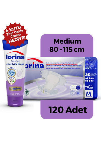 LORİNA Bel Bantlı M 30’lu 4 Paket 120 Adet - Bariyer Kremi Hediyeli