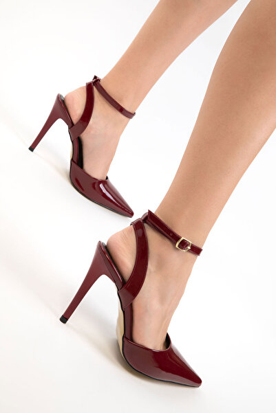 SOHO Burgundy Patent Leather Women's Classic Heeled Shoes 21279