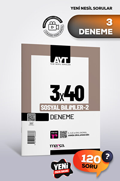 Marka Yayınları AYT 2026 Sosyal Bilimler-2 | 3 Deneme | Yeni Nesil | Tamamı V...