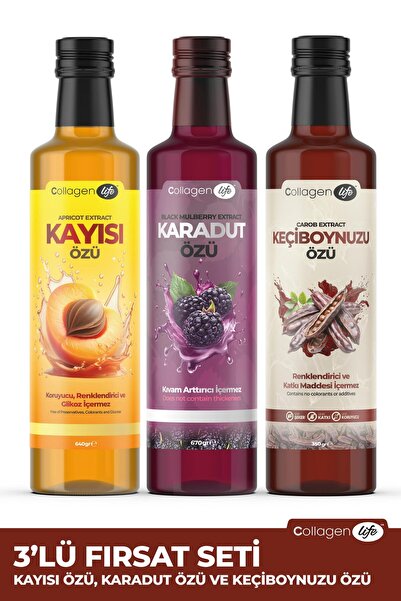 COLLAGEN LIFE Karadut Özü - Kayısı Özü - KeçiBoynuzu Özü Fırsat Seti