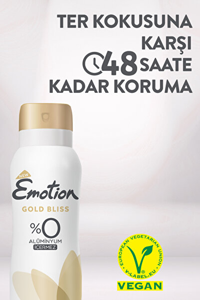 Emotion Kadın Vegan Deodorant 4x150 Ml (Gold Bliss,Joyous,NatBreeze,Detox Floral) Hızlı Kurur, Leke Bırakmaz