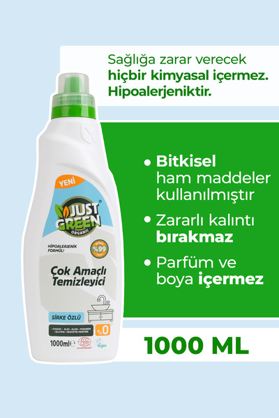 Just Green Organic Bitkisel Çok Amaçlı Yüzey Temizleyici - Sirke Özlü -% 100 ...