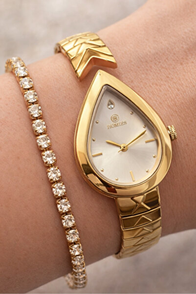 Homies ساعة يد نسائية بسوار من الفولاذ مع علبة هدايا خاصة وسوار هدية.HMT27033...